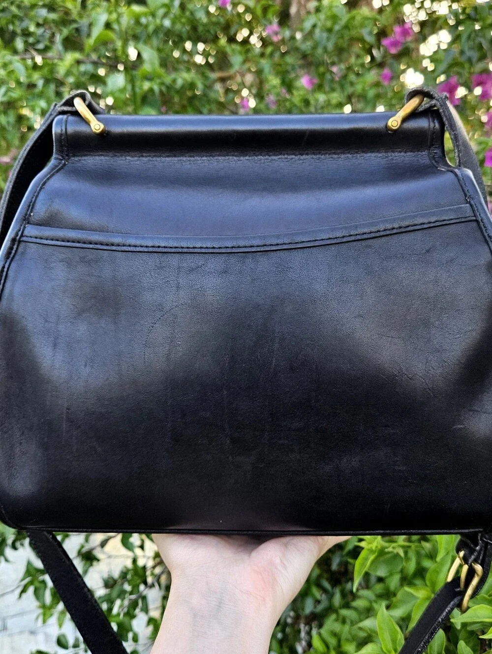 Vintage Coach Logan 9907 Black Leather Turnlock Crossbody USA Pre-1994
